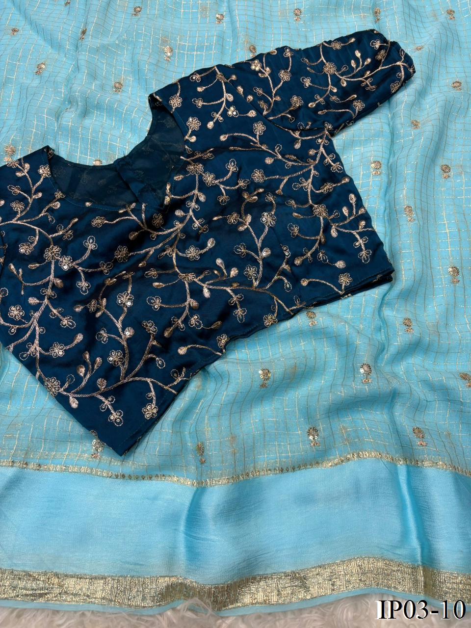 Beautiful Elegant Look Sequence Work Pure Viscose Georgette Saree