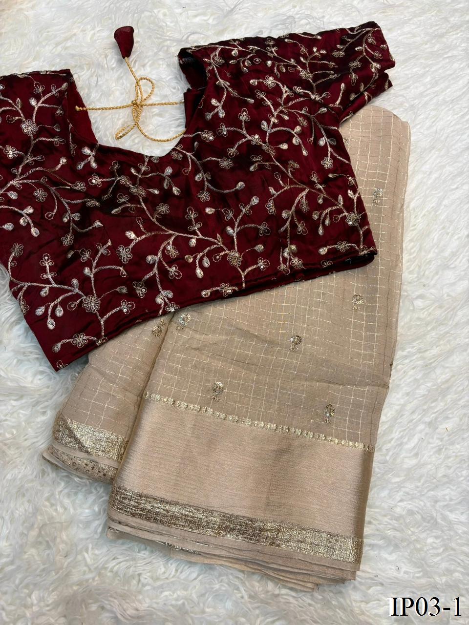 Beautiful Elegant Look Sequence Work Pure Viscose Georgette Saree
