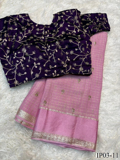 Beautiful Elegant Look Sequence Work Pure Viscose Georgette Saree