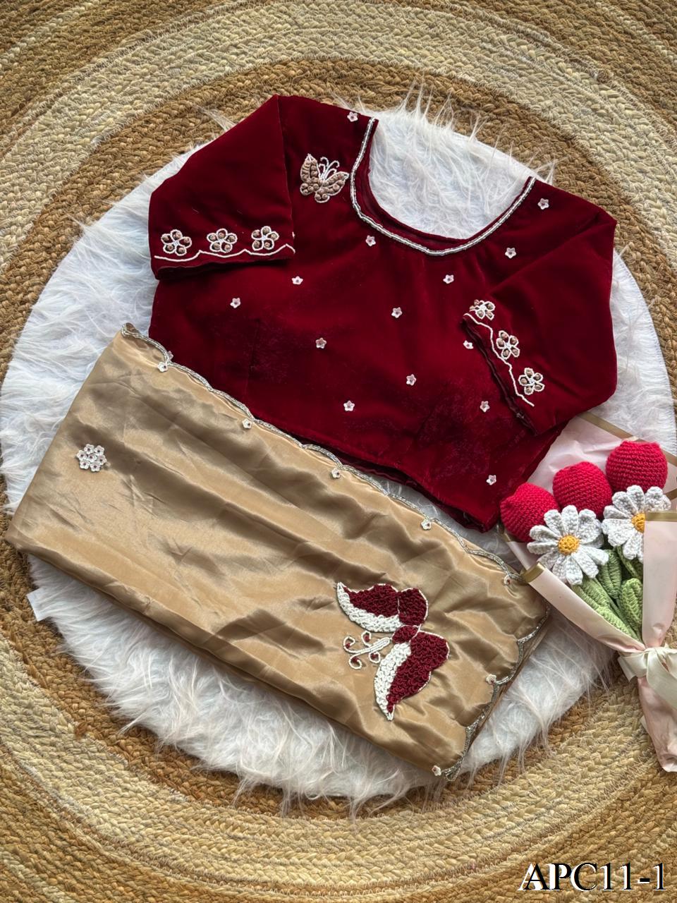 Beautiful Elegant Look Butterfly Ring Handwork Premium HO Silk Saree