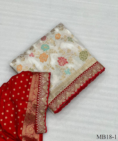 Beautiful Look Heavy Dolla Silk Saree With Meenakari Zari Weaving & Embroidery Sequence Border