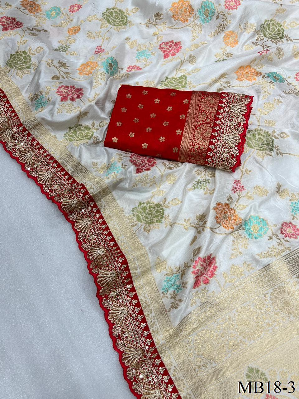 Beautiful Look Heavy Dolla Silk Saree With Meenakari Zari Weaving & Embroidery Sequence Border