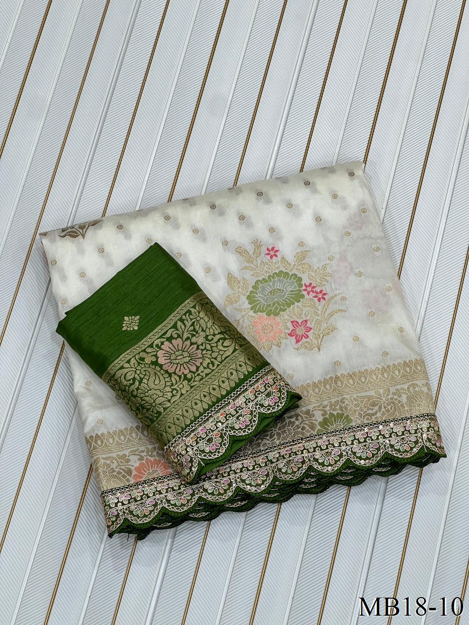 Beautiful Look Heavy Dolla Silk Saree With Meenakari Zari Weaving & Embroidery Sequence Border