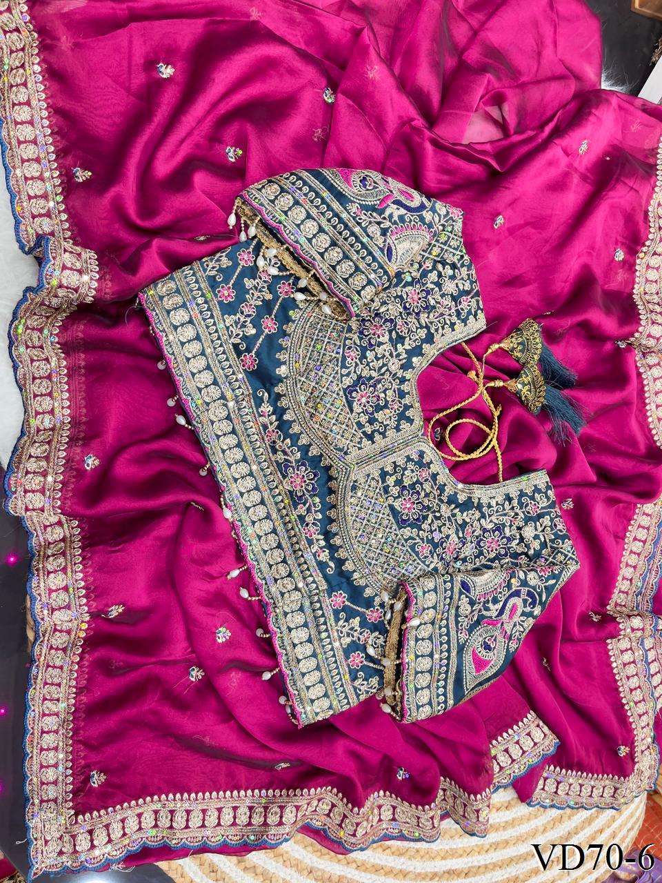 Beautiful Soft Rangoli Satin With Heavy Embroidery Sequence Work Saree