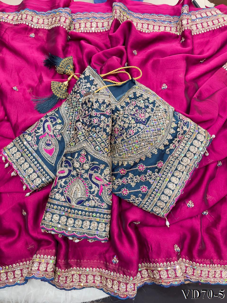 Beautiful Soft Rangoli Satin With Heavy Embroidery Sequence Work Saree