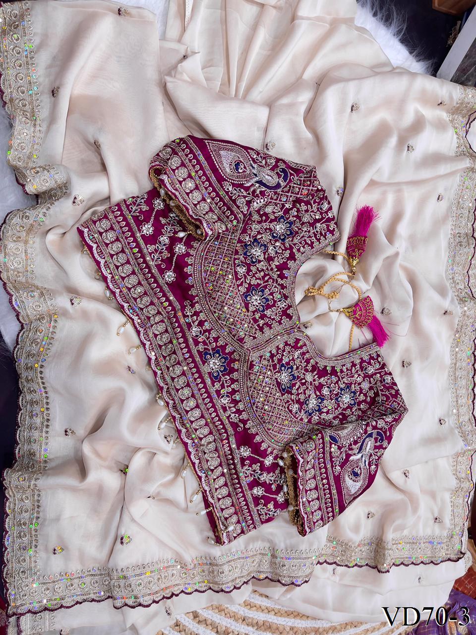 Beautiful Soft Rangoli Satin With Heavy Embroidery Sequence Work Saree