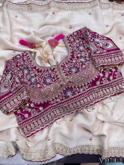 Beautiful Soft Rangoli Satin With Heavy Embroidery Sequence Work Saree