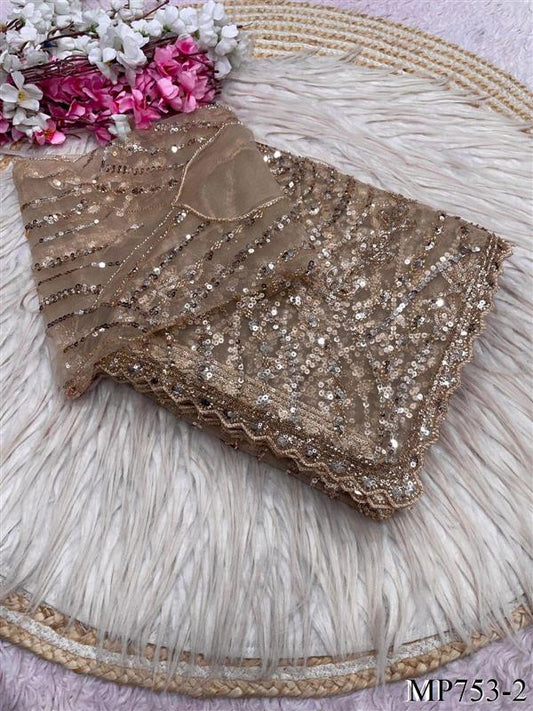 Beautiful Soft Rich Butterfly Net With Sequence Embroidery Work Saree