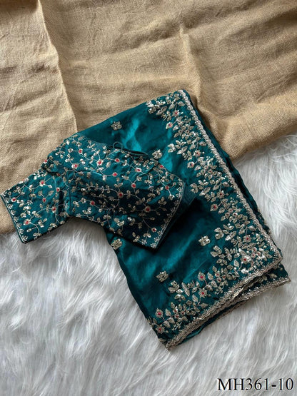 Beautifull Fandy Sattin Silk With Embroidery Work Saree