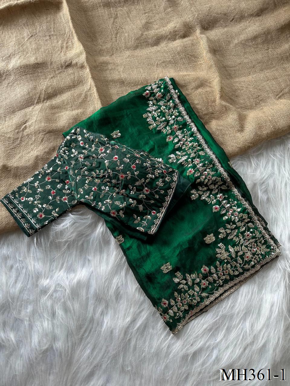 Beautifull Fandy Sattin Silk With Embroidery Work Saree