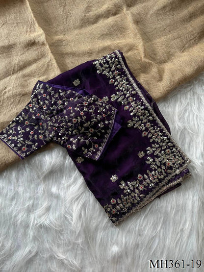 Beautifull Fandy Sattin Silk With Embroidery Work Saree