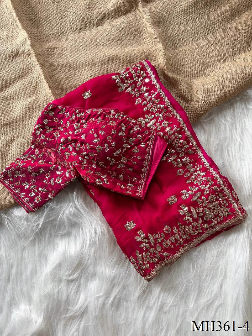 Beautifull Fandy Sattin Silk With Embroidery Work Saree