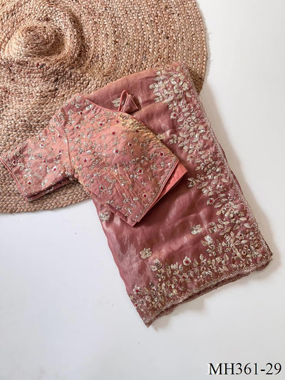 Beautifull Fandy Sattin Silk With Embroidery Work Saree