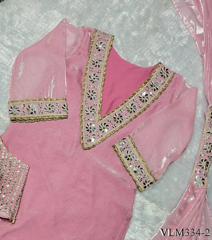 Beautiful Royal Look Heavy Lace Work & Real Mirror Work Silk Plazzo Set