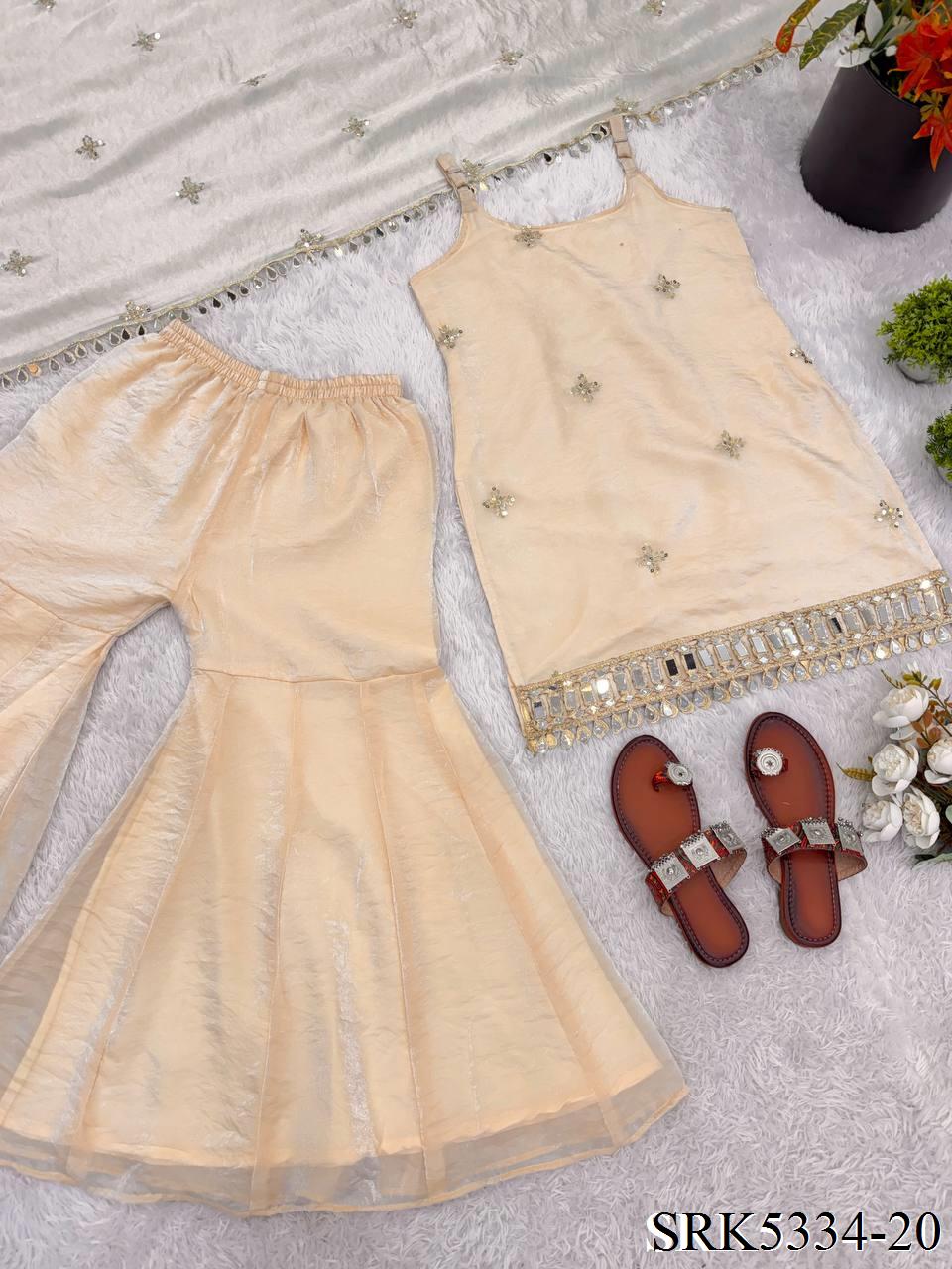 Beautiful Soft Rich Fendy Silk Embroidery Sequence & Mirror Work Plazzo Set