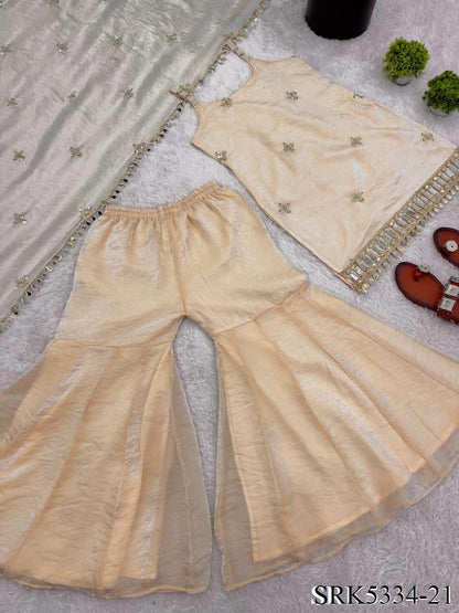 Beautiful Soft Rich Fendy Silk Embroidery Sequence & Mirror Work Plazzo Set
