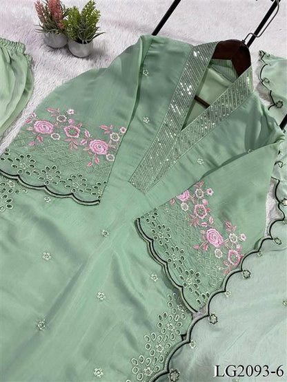 Beautiful Soft Rich Mal Chanderi With Sequence Embroidery Work Plazzo Suit