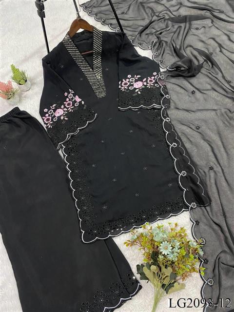 Beautiful Soft Rich Mal Chanderi With Sequence Embroidery Work Plazzo Suit