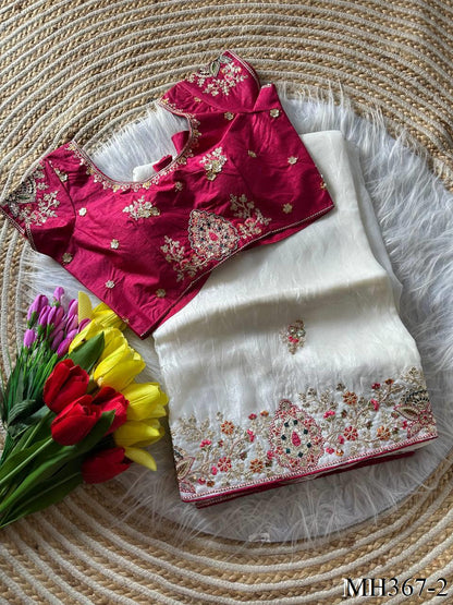 Most Viral Fandy Silk With Luxurious Shine Golden Embroidery Saree