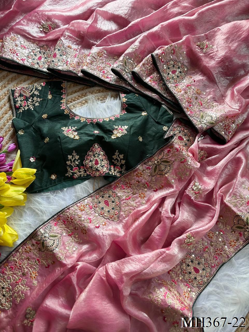 Most Viral Fandy Silk With Luxurious Shine Golden Embroidery Saree