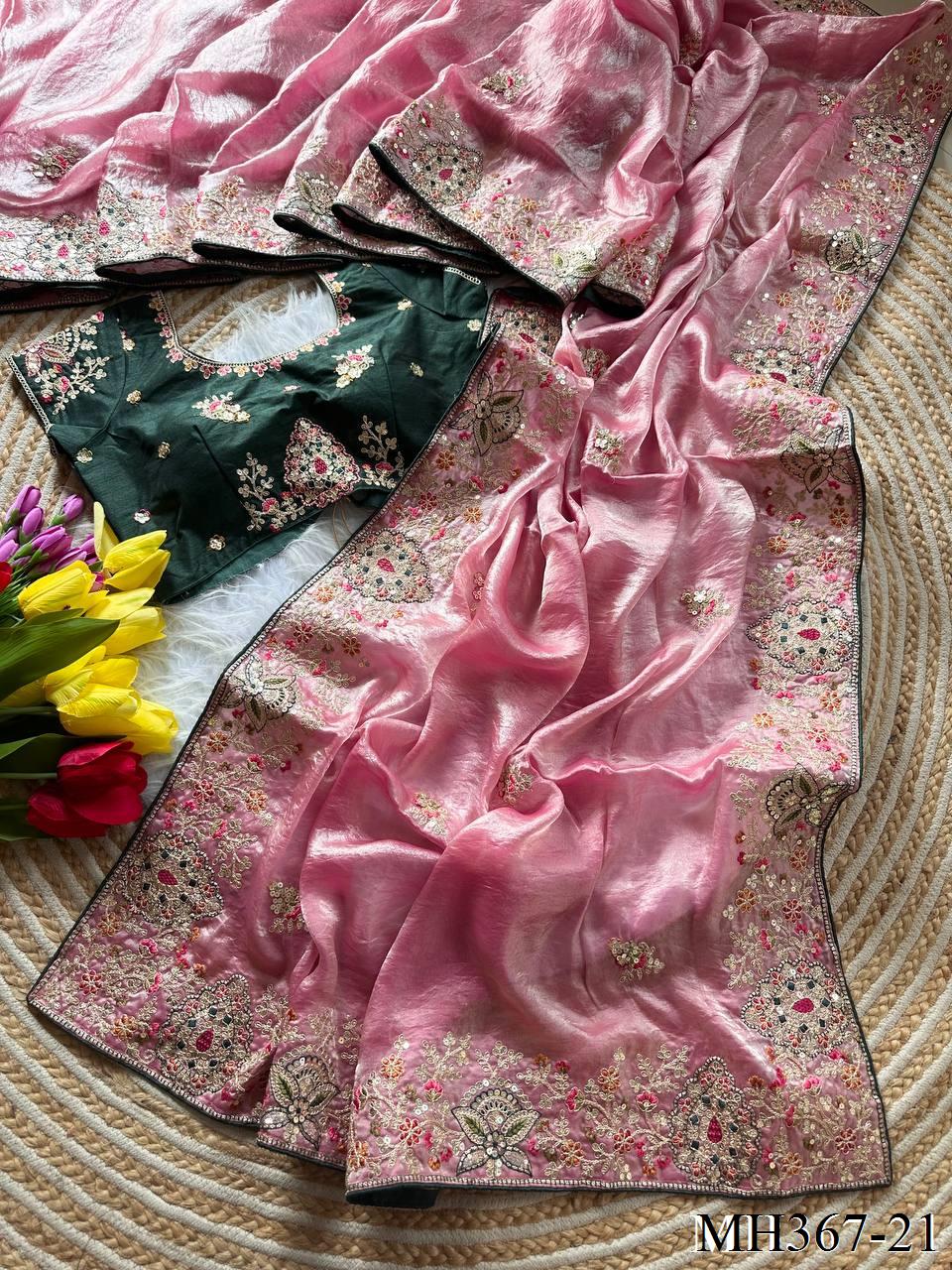 Most Viral Fandy Silk With Luxurious Shine Golden Embroidery Saree