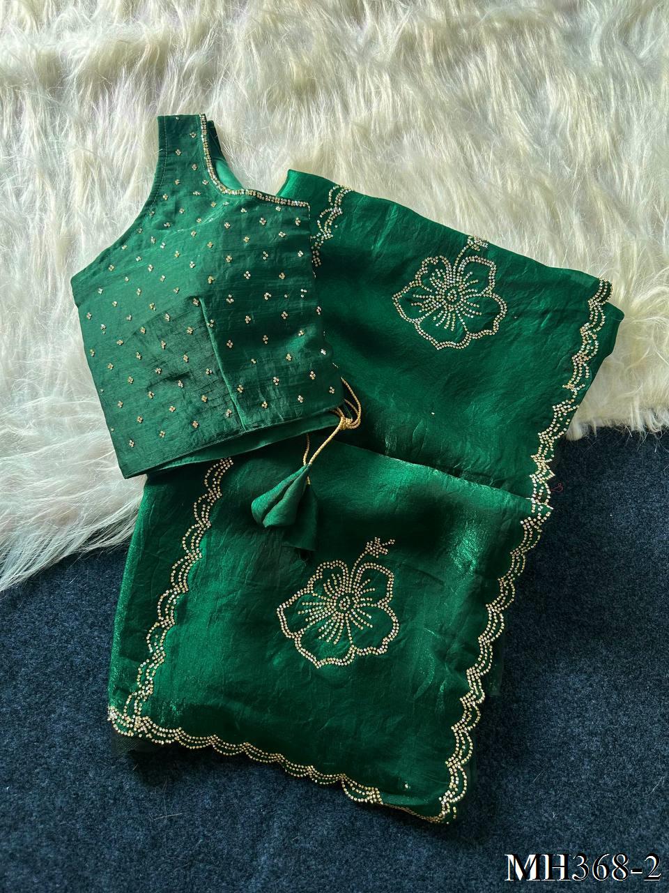 Most Viral Sattin Silk With Beautifull Jarkhan Work Saree