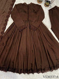 Beautiful Soft Rich Heavy Roman Silk With Heavy Embroidery Work Gown Set