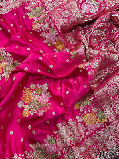 Beautiful Soft HO Silk Weaving Jacquard Embroidery Work Saree