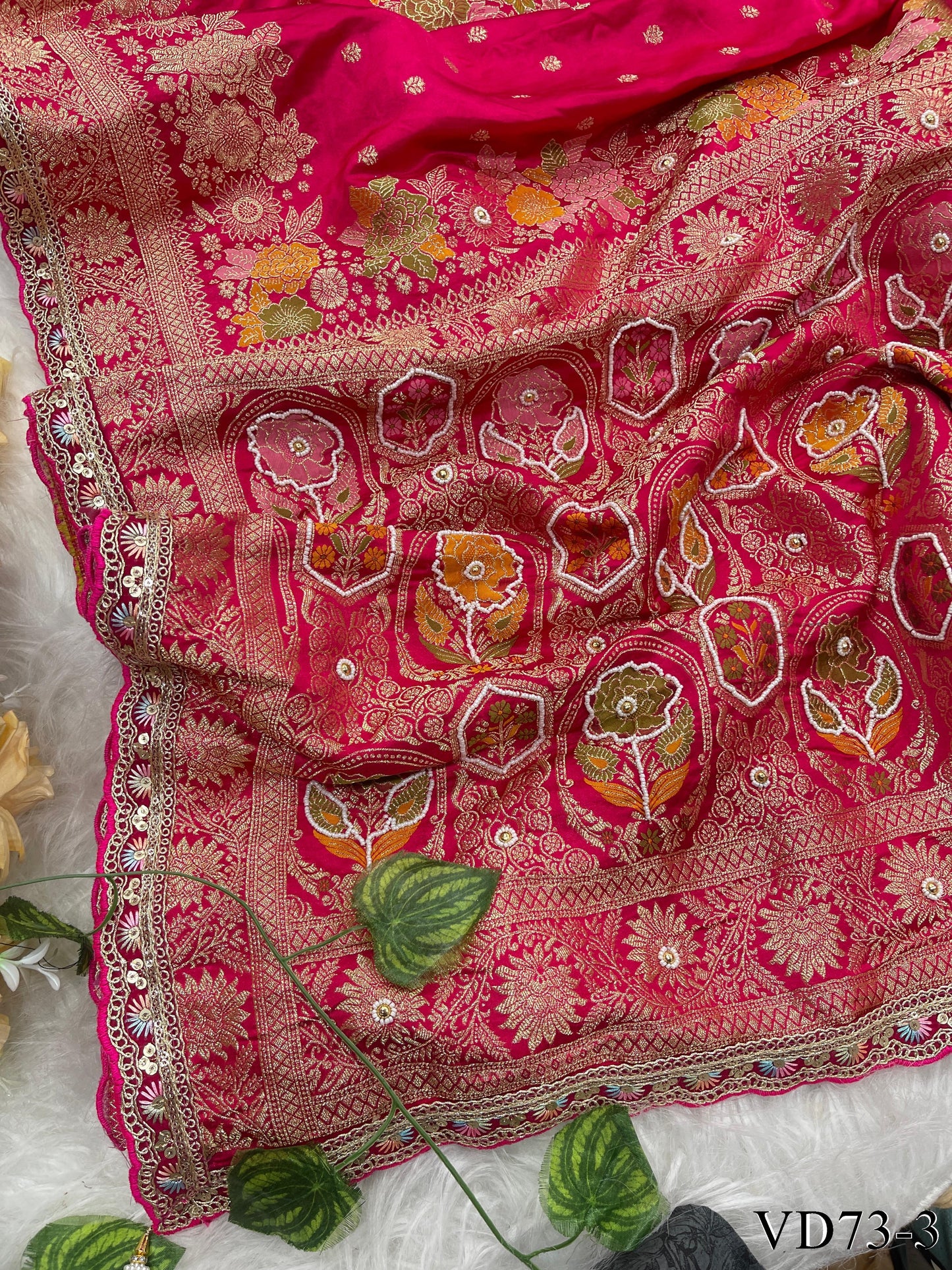 Beautiful Soft HO Silk Weaving Jacquard Embroidery Work Saree