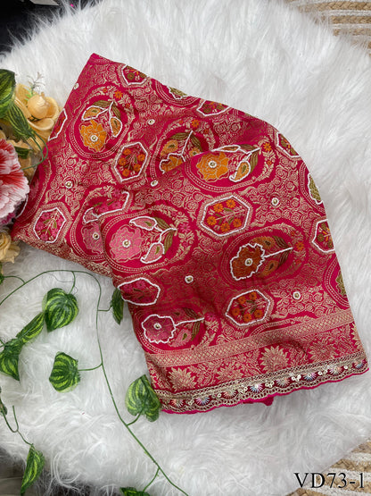 Beautiful Soft HO Silk Weaving Jacquard Embroidery Work Saree
