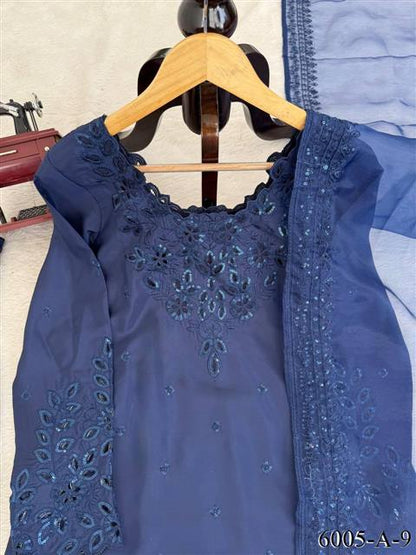 Beautiful Soft Rich Natural Crepe Farshi With Thread & Sequence Work Salwar Suit