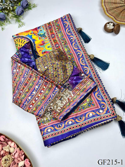 Beautiful Soft Rich Japan Satin Digital Print Aari & Mirror Work Saree