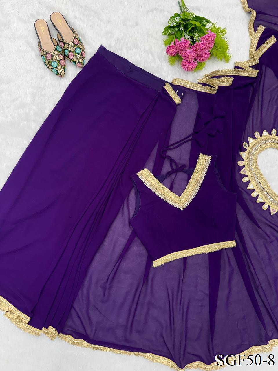 Beautiful Georgette With Mirror Lace Pallu & Designer Ready Made Saree