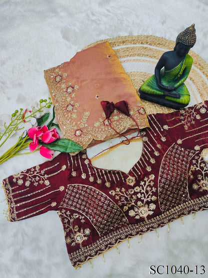Beautiful Fendy Silk With Multi Sequence Embroidery Work Saree