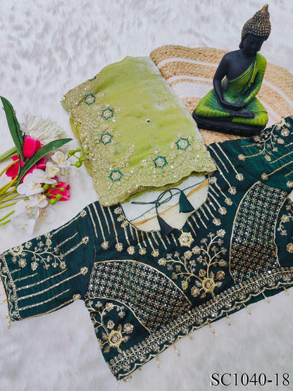 Beautiful Fendy Silk With Multi Sequence Embroidery Work Saree