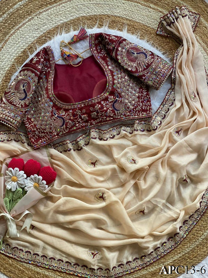 Beautiful Soft Two Tone Rangoli Silk With Heavy Embroidery Work Saree