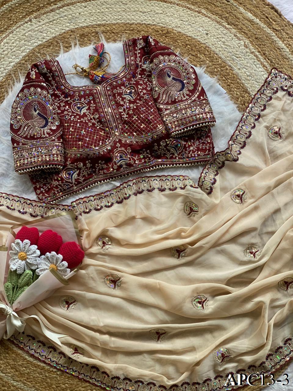 Beautiful Soft Two Tone Rangoli Silk With Heavy Embroidery Work Saree