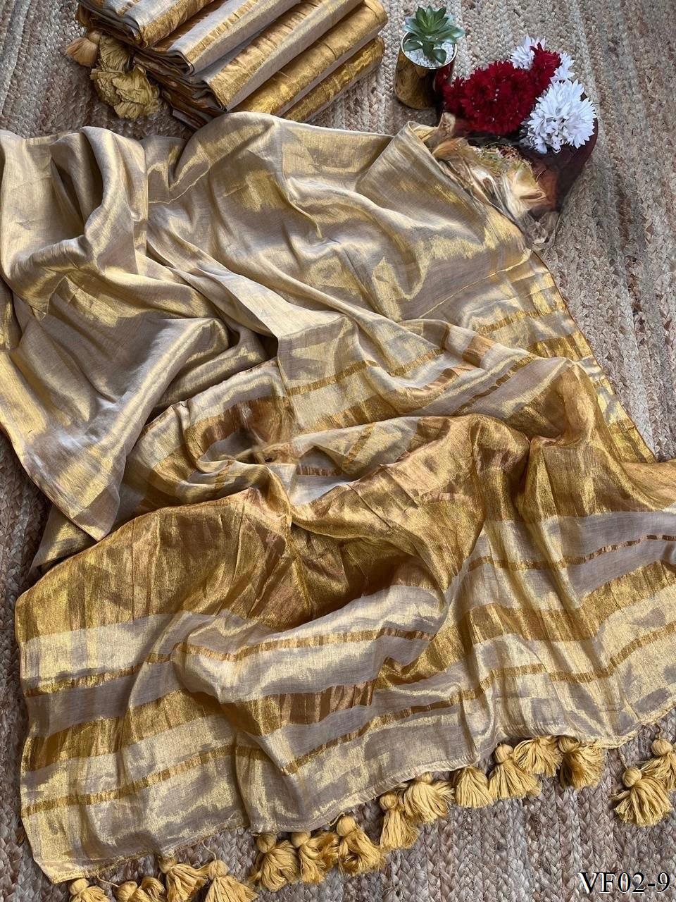 Beautifull Premium Linen With Zari Pallu Work Saree