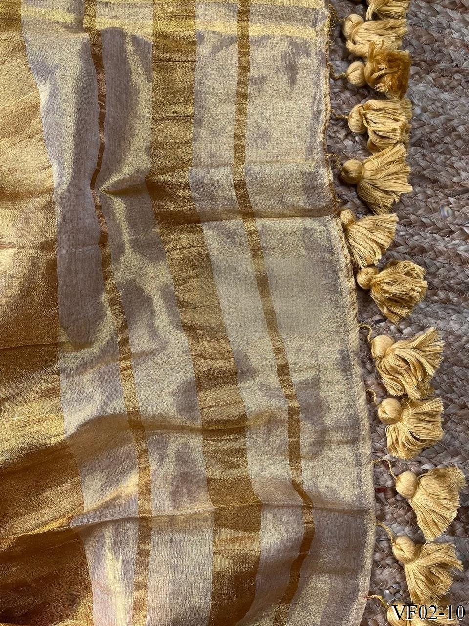 Beautifull Premium Linen With Zari Pallu Work Saree