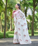 Beautifull Paper Silk With Floral Embroidery Work Saree