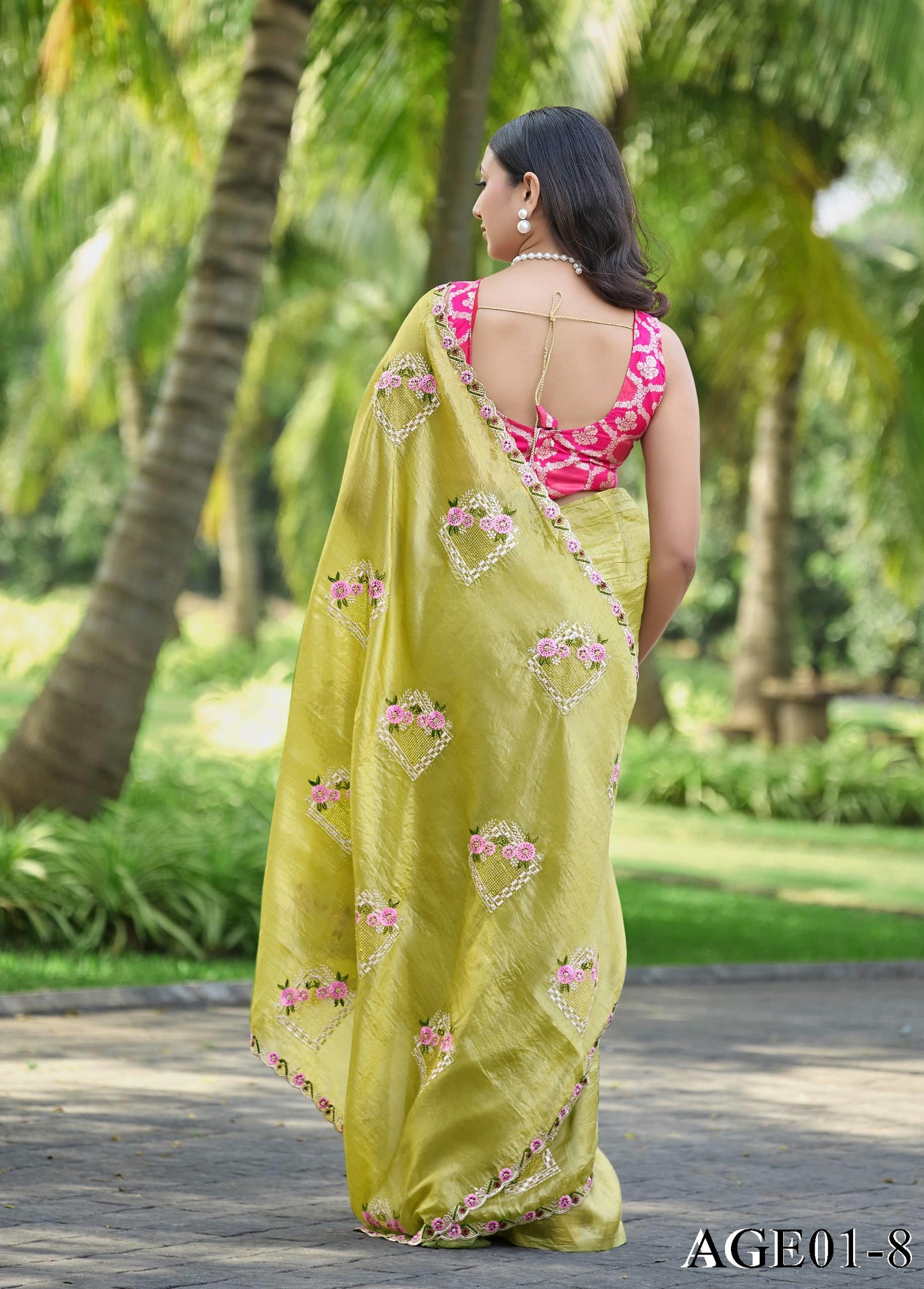 Beautifull Paper Silk With Floral Embroidery Work Saree