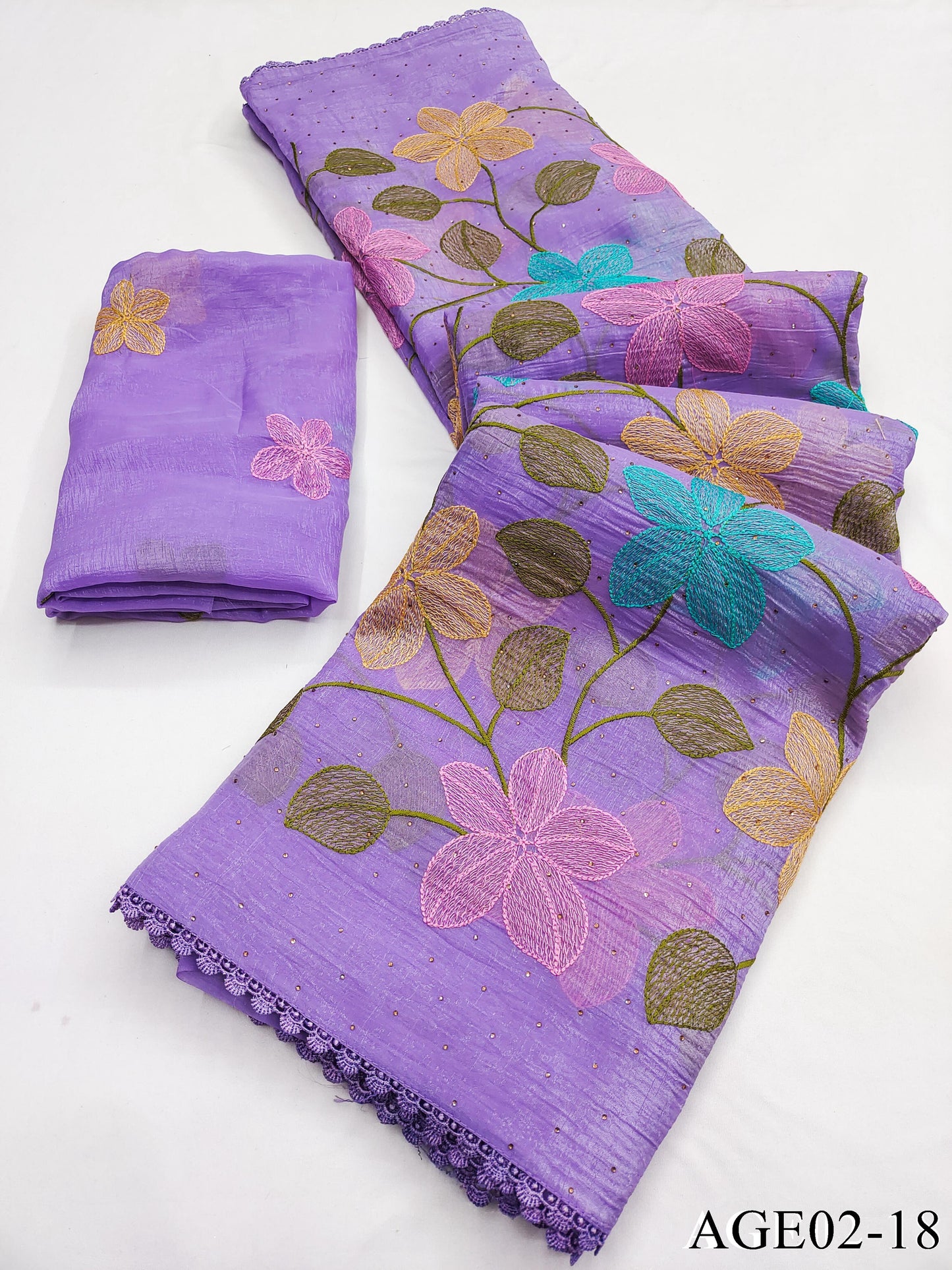 Beautifull Viscos Crunchy Silk With Embroidery Work Saree