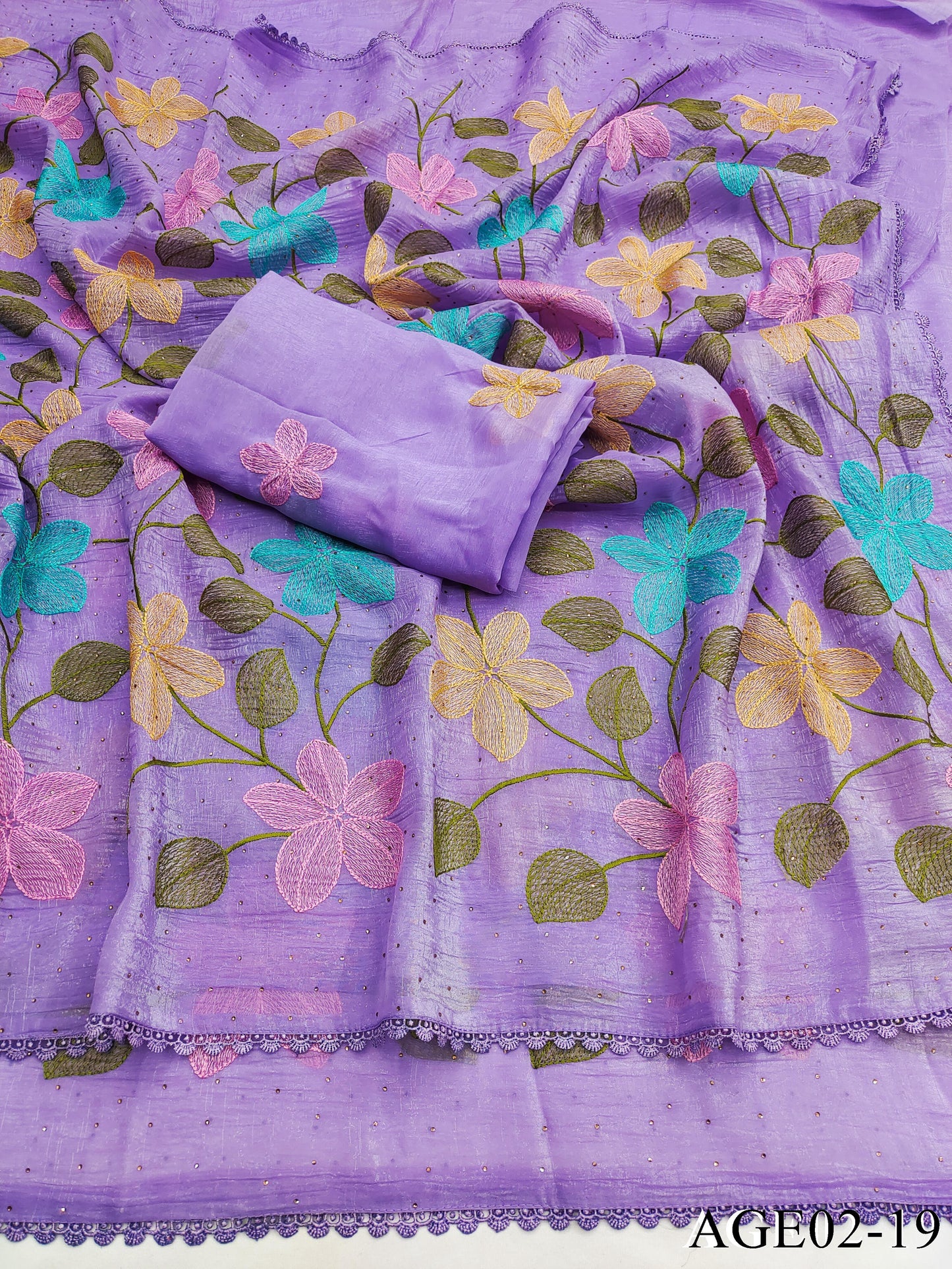 Beautifull Viscos Crunchy Silk With Embroidery Work Saree