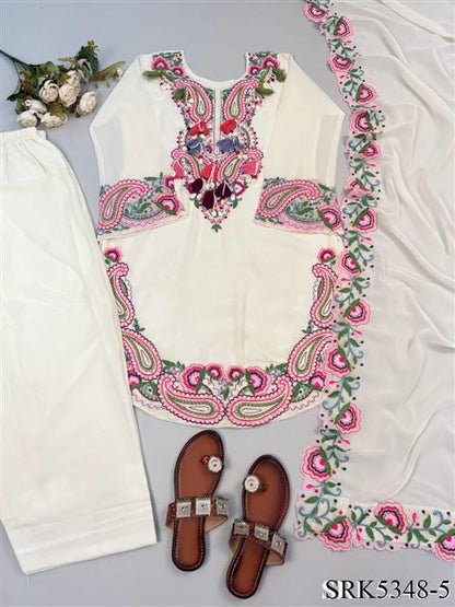 Beautiful Soft Rich Pure Heavy Georgette With Embroidery Thread Work Suit Set