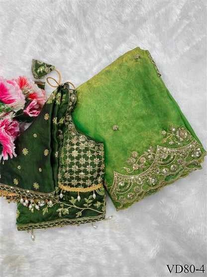Beautiful Soft Rich Fendy Satin Silk With Embroidery Work Saree