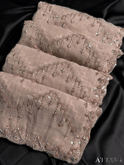 Beautifull NC Glass With Heavy Tone Sequience Work Saree