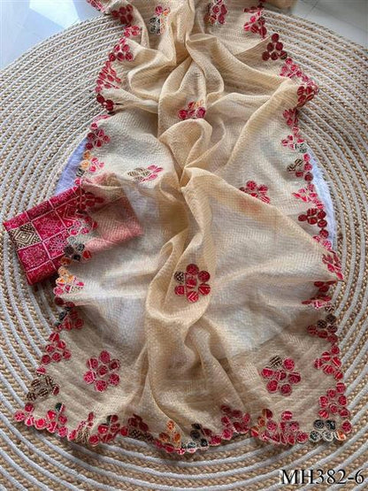 Beautiful Soft Rich Kota Doriya Silk With Rajasthani Bandhani Patch Work Saree