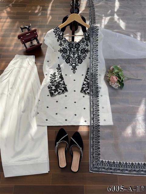 Beautiful Soft Rich Natural Crepe Farshi With Thread & Sequence Work Salwar Suit