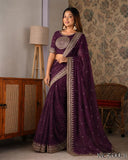 Beautiful Soft Rich Soft NC Twill Silk With Sequins Embroidery Work Saree