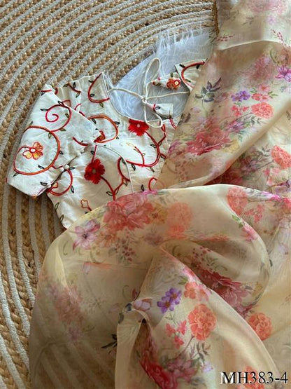 Beautiful Soft Rich Pure Organza Silk With Floral Digital Print Work Saree